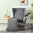 thumbnail image 1 of Eurhowing 2-Piece Wingback Chair Slipcovers with Cushion Cover, Stretch Elastic Jacquard Armchair Cover for Living Room, Furniture Protector for Pets, Kids, Dark Grey, 1 of 13
