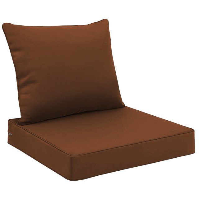 Eurhowing Outdoor Deep Seat Cushion Set of 2, 22"x22"x4" Thick Waterproof Patio Chair Cushions Seat Pad, Replacement Cushions for Patio Furniture, Coffee