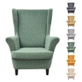 thumbnail image 1 of Eurhowing 2Pcs Wingback Chair Cover, Stretch Spandex Jacquard Armchair Slipcovers with Cushion Cover, Living Room Furniture Protector for Pet & Kids, Green, 1 of 7