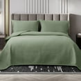 thumbnail image 1 of Eurhowing Full/Queen Size Coverlet Set 3-Piece, Reversible Cotton Bedspread Quilt Set for All Seasons, Soft Woven Bedding Set with 1 Quilt & 2 Shams, Green, 1 of 7