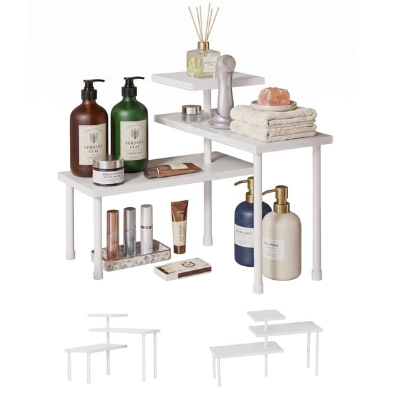 Eurhowing 3-Tier Corner Shelf, Kitchen Countertop Organizer, Space Saving Bathroom Storage Display Rack, White