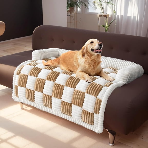 Eurhowing 30"×30" Dog Couch Cover, Waterproof Sofa Protector Mat, Non-Slip Washable Pet Furniture Protector for Hair, Scratches, Accidents, Light Brown