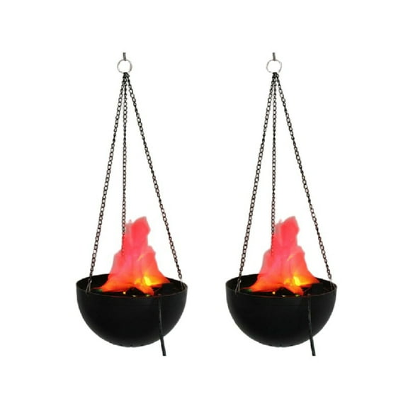 Eurhowing 3D LED Fake Flame Light, 110V Effect Fake Campfire Lamp Artificial Flame Effect Light, Fire Pit Hanging Cauldron Decor for Halloween, Christmas, Holiday Party, 2Pcs