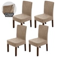 thumbnail image 1 of Eurhowing 4Pcs Stretch Dining Chair Covers, Elastic Spandex Jacquard Slipcovers, Universal Fit for Home Restaurant Banquet Protector, Beige, 1 of 12