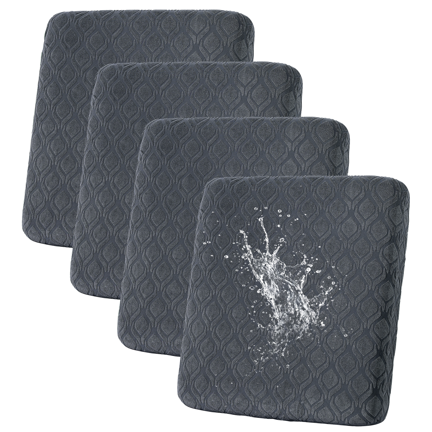 Eurhowing Waterproof Couch Cushion Covers 4 Pack, Non-Slip Stretch Sofa Seat Cushion Slipcover for Pets & Kids, Outdoor Furniture Protector Seat Cover, Dark Gray