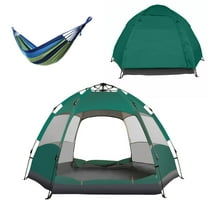 Eurhowing 4-Person Camping Tent for Family, Portable Instant Pop Up Tent with Hammock, Rainproof & Wind-Resistant Outdoor Backpacking Tent for Hiking, Beach, Glamping