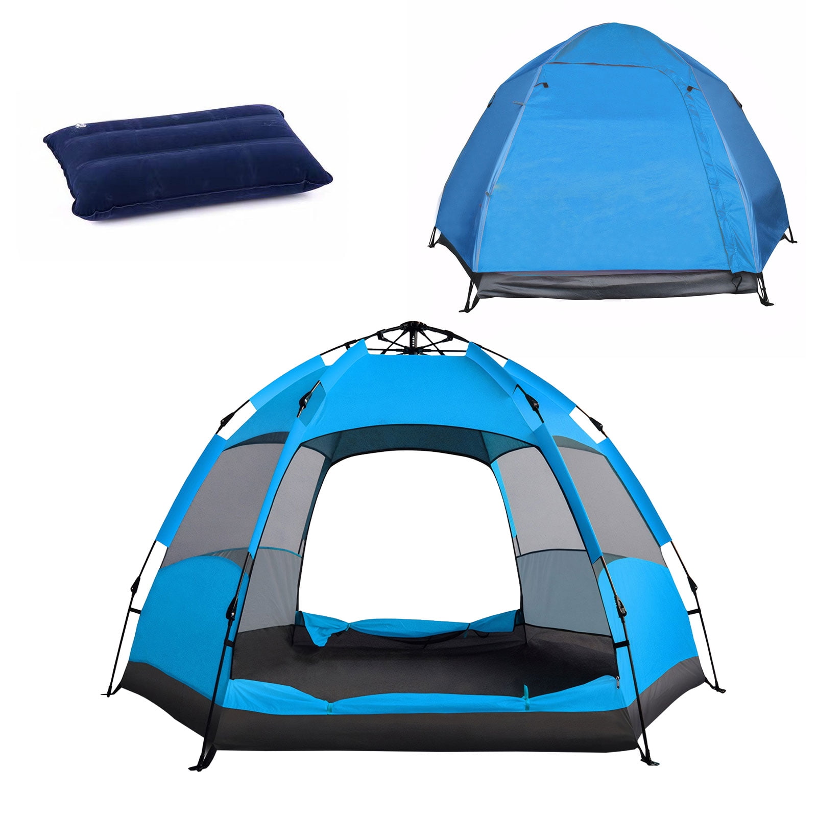 Eurhowing 4-Person Camping Tent for Family, Portable Instant Pop Up Tent with Inflatable Pillow, Rainproof & Wind-Resistant Outdoor Backpacking Tent for Hiking, Beach, Glamping