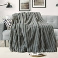 thumbnail image 1 of Eurhowing 40"×63" Bubble Blanket, Faux Rabbit Furry Blanket for Bed and Couch, Warm Thick Soft Fluffy Plush Shaggy Fuzzy Blanket, Gray, 1 of 8