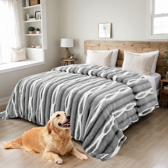 Eurhowing 40"×63" Fleece Throw Blanket for Couch, Super Soft Cozy Ribbed Blankets, Warm Fluffy Microfiber Bed Sofa Decor Blanket, Gray