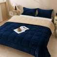 thumbnail image 1 of Eurhowing Twin/Full Size Velvet Comforter Set 3 Pieces, Soft Fluffy Reversible Bedding Sets, All Season Lightweight Quilt Bedspread with 2 Pillow Shams, Navy, 1 of 10