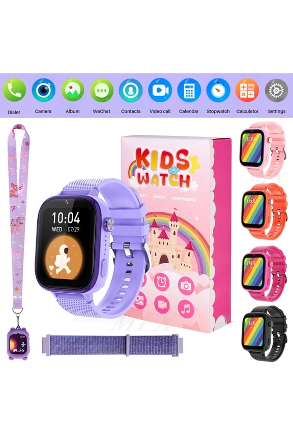 4G Kids Smart Watch, Waterproof Kids Phone Watch, 2-Way Video Call, SOS Alert, Parent Control, Gift for Boys Girls Ages 3-12 (Purple)