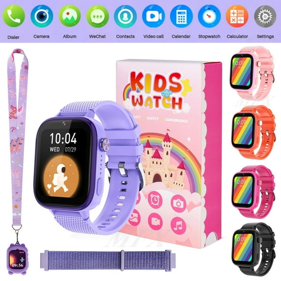 Eurhowing 4G Kids Smart Watch, Waterproof Kids Phone Watch, 2-Way Video Call, SOS Alert, Parent Control, Gift for Boys Girls Ages 3-12 (Purple)