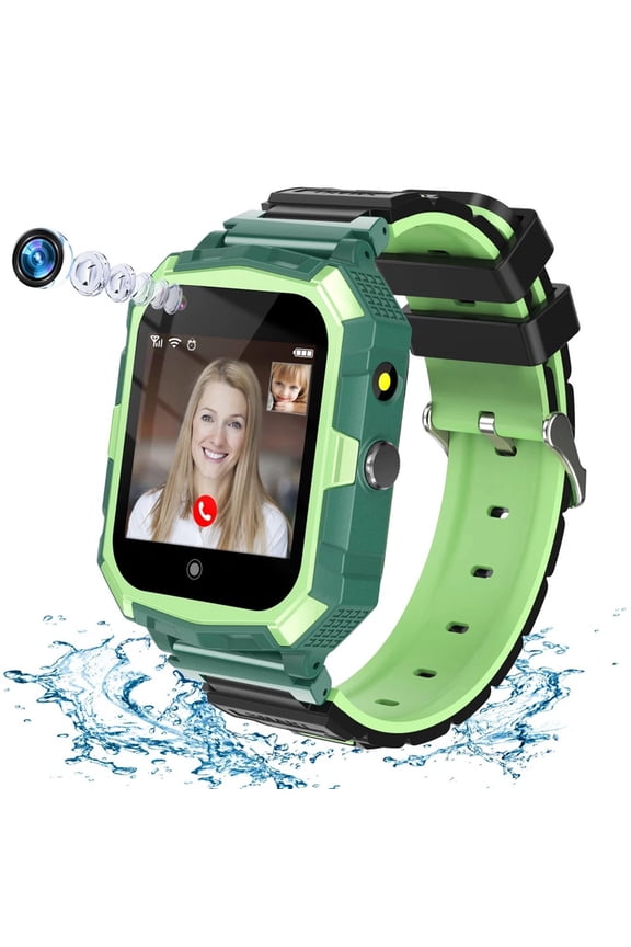 4G Kids Smartwatch, 1.4" Touchscreen Waterproof Smart Watch Phone with Two Way Call, GPS Tracker, SOS Alert, Parent Control App, Gift for Boys Girls Aged 3-15, Green