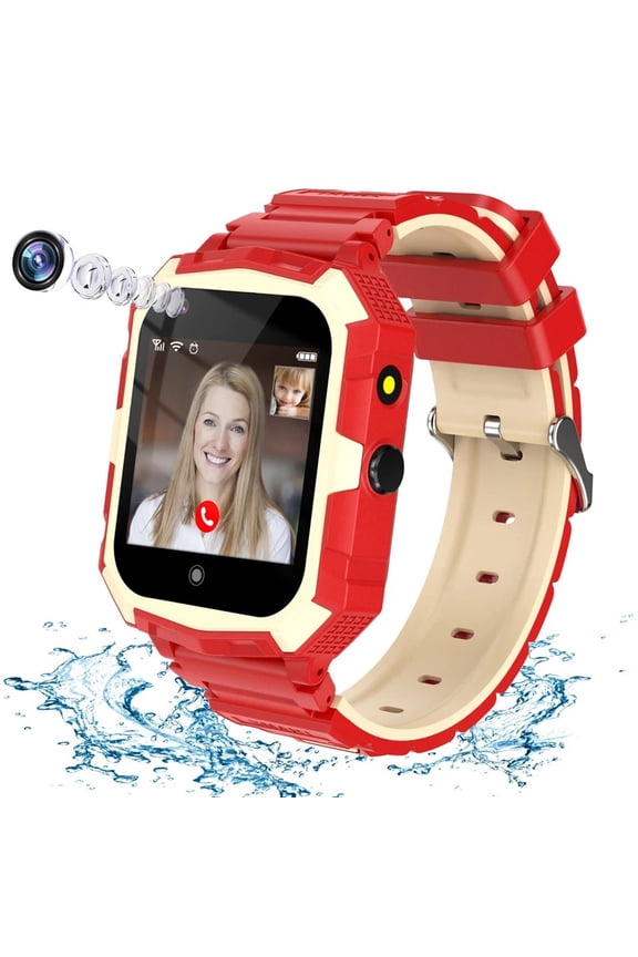 4G Kids Smartwatch, 1.4" Touchscreen Waterproof Smart Watch Phone with Two Way Call, GPS Tracker, SOS Alert, Parent Control App, Gift for Boys Girls Aged 3-15, Red