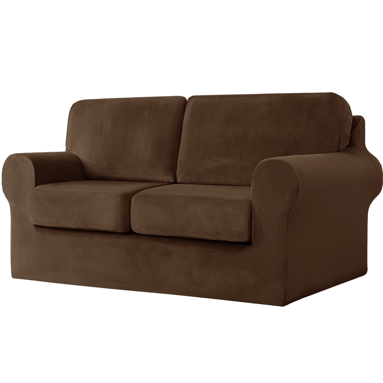 Eurhowing Velvet Sofa Slipcover, Pet-Friendly Stretch Couch Cover with Non-Slip Bottom & Cushion Covers, Washable Furniture Protector for Loveseat, Coffee