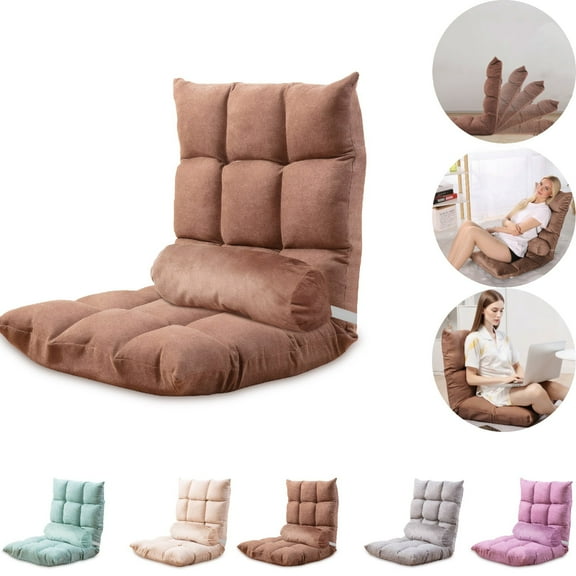 Eurhowing 5-Position Adjustable Floor Chair with Lumbar Support, Foldable Padded Gaming Sofa Chair for Living Room, Reading, Meditation, Ergonomic Design, Coffee