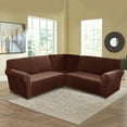 thumbnail image 1 of Eurhowing 5-Seater L-Shaped Sofa Cover, Stretch Velvet Soft Couch Slipcover for Sectional Corner Sofa, Non-Slip Furniture Protector, Coffee, 1 of 13