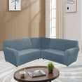 thumbnail image 1 of Eurhowing 5-Seater L-Shaped Sofa Cover, Stretch Velvet Soft Couch Slipcover for Sectional Corner Sofa, Non-Slip Furniture Protector, Gray Blue, 1 of 7