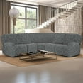 thumbnail image 1 of Eurhowing 5-Seater Reclining Sectional Couch Cover, 7-Piece Stretchable Jacquard Slipcover for L-shaped Recliner Sofas, Washable Furniture Protector, Dark Gray, 1 of 11