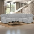 thumbnail image 1 of Eurhowing 5-Seater Reclining Sectional Couch Cover, 7-Piece Stretchable Jacquard Slipcover for L-shaped Recliner Sofas, Washable Furniture Protector, Light Gray, 1 of 11
