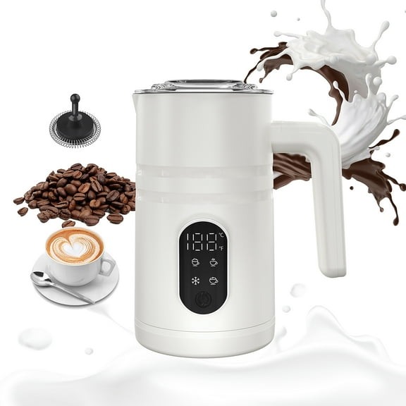 Eurhowing 5-in-1 Electric Milk Frother and Heater, Large Capacity Milk Steamer, Automatic Hot & Cold Foam Maker for Cappuccino, Latte, Macchiato, Hot Chocolate (White)