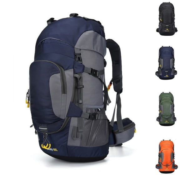 Eurhowing 60L Hiking Backpack, Water Resistant Travel Backpack with Rain Cover, Lightweight Outdoor Camping Backpack for Men Women, Navy