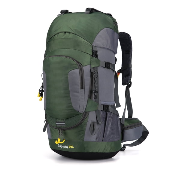 Eurhowing 60L Waterproof Hiking Backpack with Rain Cover, Large Travel Backpack for Men & Women, Lightweight Camping Backpack for Trekking, Multi-Day Trip, Outdoor Adventure, Green