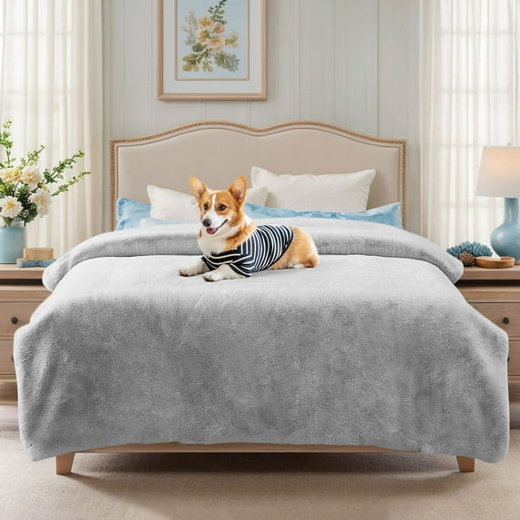 Eurhowing 71"x91" Fleece Throw Blanket for Couch, Super Soft Cozy Ribbed Blankets, Warm Fluffy Microfiber Bed Sofa Decor Blanket, Light Gray