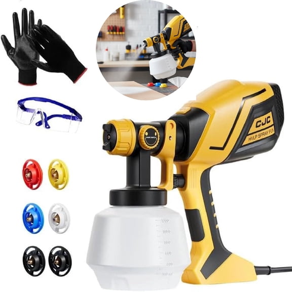 Eurhowing 750W Electric HVLP Paint Sprayer, 1200ml Large Container Spray Gun with 6 Brass Nozzles & 3 Patterns, Paint Sprayer for Walls Furniture Fence