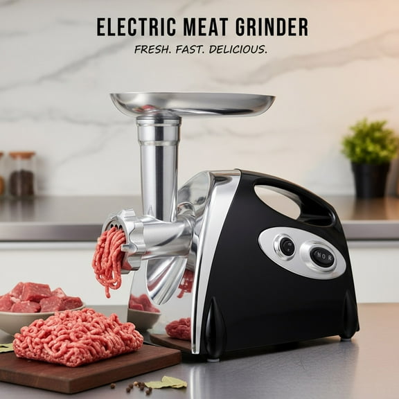 Eurhowing 800W Electric Meat Grinder, 3-in-1 Sausage Stuffer & Meat Mincer with 3 Grinding Plates, Stainless Steel Food Grinding Mincing Machine for Home, Black