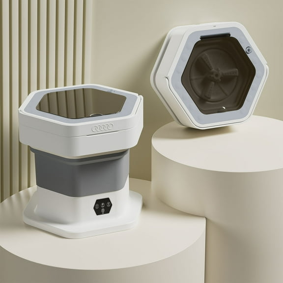 Eurhowing 8L Portable Washing Machine, 2-in-1 Mini Washer & Spin Dryer, Compact Foldable Bucket Design Laundry for Apartment, Dorm, RV, Travel, Grey