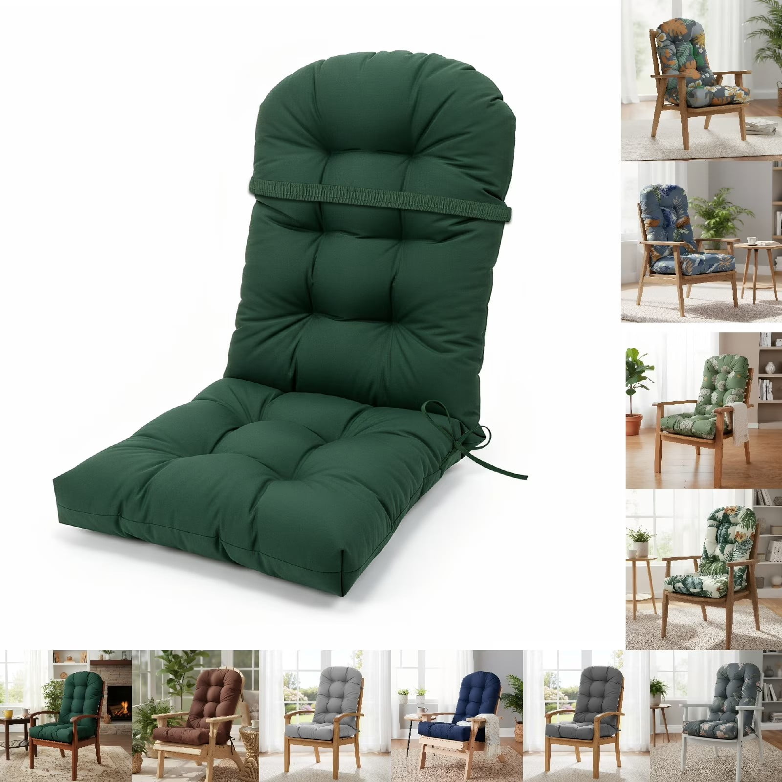 Eurhowing Adirondack Chair Cushions 1Pcs, 44x20x4 Inch Waterproof Outdoor Rocking Chair Cushion, High Back Chair Seat Pad for Patio Furniture, Dark Green