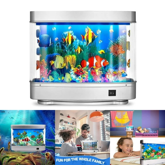 Eurhowing Realistic Moving Tropical Fish Aquarium Lamp, 3D Night Light with Water Flow Effect, USB Powered Mini Artificial Aquarium Light for Room Decor