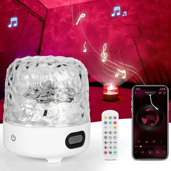 Eurhowing Aurora Ocean Wave Projector, 16 Colors Rechargeable 5.3 Bluetooth Speaker, Ultra-Quiet Night Light for Kids Room with Remote Control