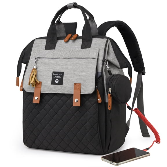 Eurhowing Baby Diaper Bag Backpack for Mom & Dad, Large Capacity Baby Bag with Stroller Straps & Insulated Pocket, Waterproof Diaper Backpack for Travel, Black