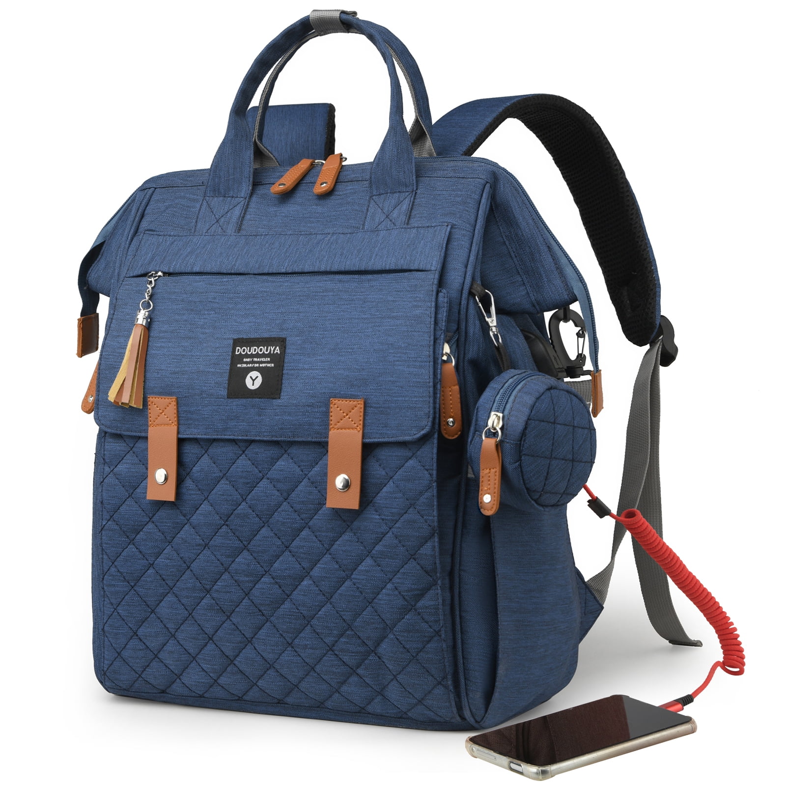 Eurhowing Baby Diaper Bag Backpack for Mom & Dad, Large Capacity Baby Bag with Stroller Straps & Insulated Pocket, Waterproof Diaper Backpack for Travel, Blue