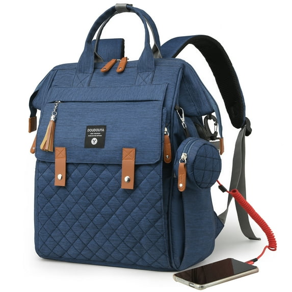 Eurhowing Baby Diaper Bag Backpack for Mom & Dad, Large Capacity Baby Bag with Stroller Straps & Insulated Pocket, Waterproof Diaper Backpack for Travel, Blue