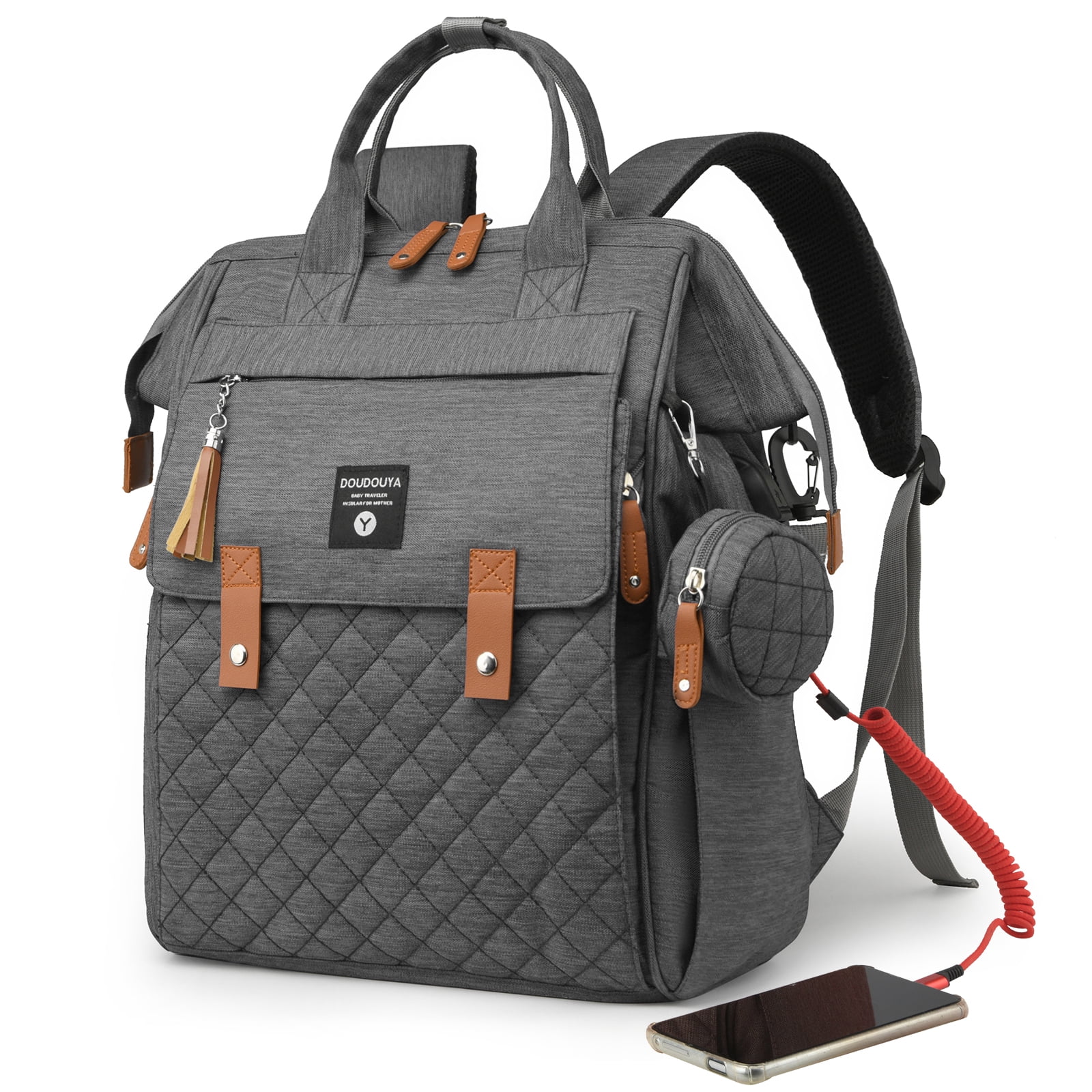 Eurhowing Baby Diaper Bag Backpack for Mom & Dad, Large Capacity Baby Bag with Stroller Straps & Insulated Pocket, Waterproof Diaper Backpack for Travel, Dark Gray