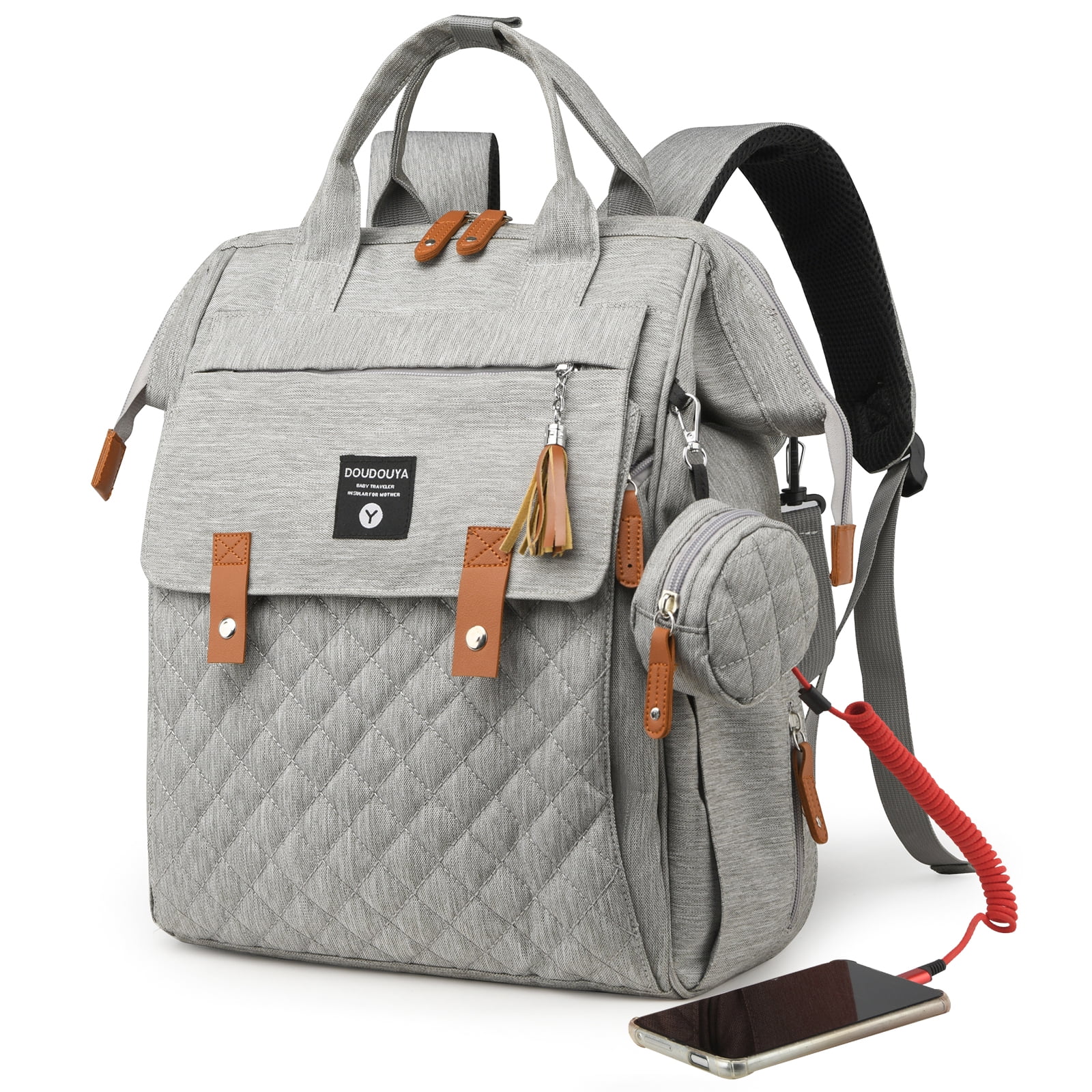 Eurhowing Baby Diaper Bag Backpack for Mom & Dad, Large Capacity Baby Bag with Stroller Straps & Insulated Pocket, Waterproof Diaper Backpack for Travel, Silver Gray