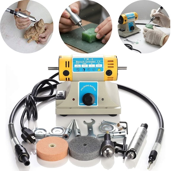 Eurhowing Bench Buffer Polisher, 350W Jewelry Polishing Machine, 0-10,000 RPM Variable Speed Bench Grinder Polisher for Metal, Jewelry, and Wood