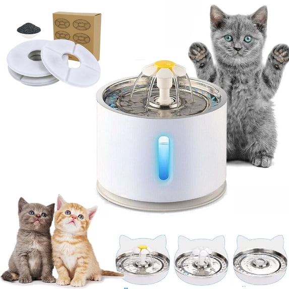 Eurhowing Cat Water Fountain, 2.4L/81oz Stainless Steel Pet Fountain with 4 Filters, Ultra-Quiet Automatic Water Dispenser for Cats, Dogs, Small Pets