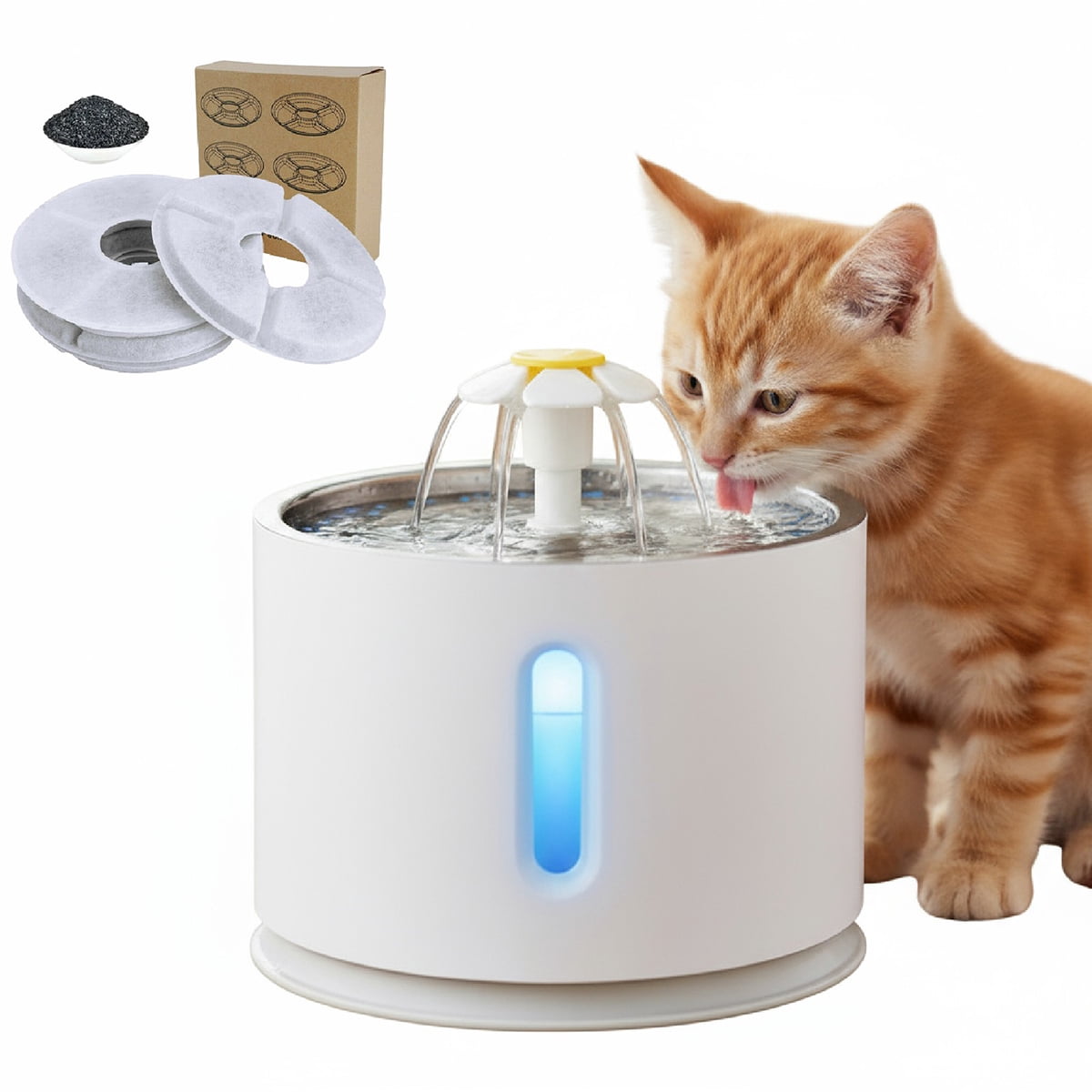 Eurhowing 81oz/2.4L Cat Water Fountain, Stainless Steel Automatic Pet Water Dispenser, Ultra-Quiet & BPA-Free Pet Drinking Fountain with 4Pcs Fliters