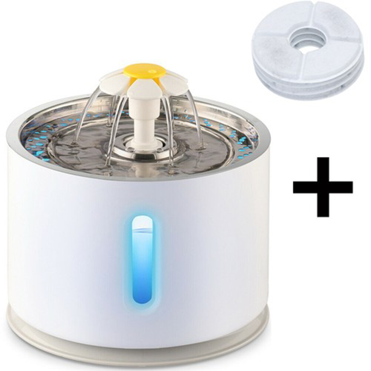 VEKONN Stainless Steel Cat Water Fountain - 2.4L Pet Water Dispenser With Water Level Window, Ultra Quiet, 3 Drinking Modes, Includes 3 Filters & Brushes
