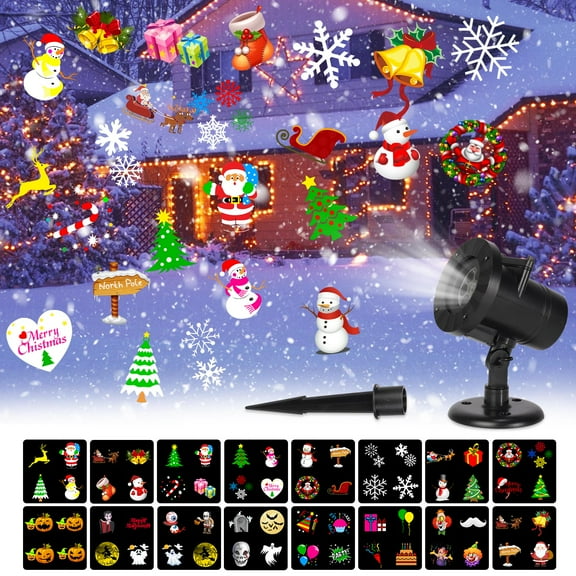 Eurhowing Outdoor Christmas LED Light Projector, 180 Rotating Snowflake Lights, IP65 Waterproof Projector Light for Yard Garden House Holiday Decor, 2 Pcs