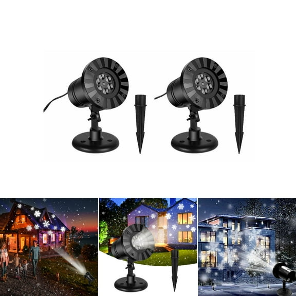 Eurhowing Christmas Snowflake Projector Lights, IP65 Waterproof Outdoor Indoor Dynamic Snowfall Lights, 180° Rotating LED Landscape Spotlight, 2 Packs