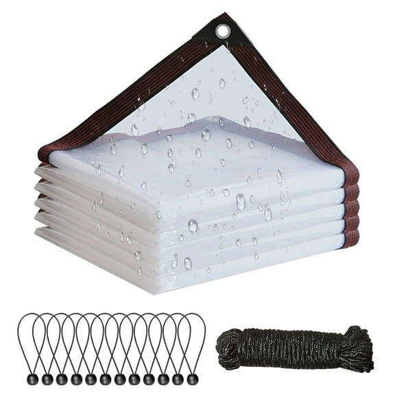 Eurhowing Clear PVC Vinyl Tarp 3.3x6.6Ft,Waterproof Heavy Duty Transparent Tarpaulin with Reinforced Grommets for Outdoor, Camping, Patio, Canopy, Rain Cover