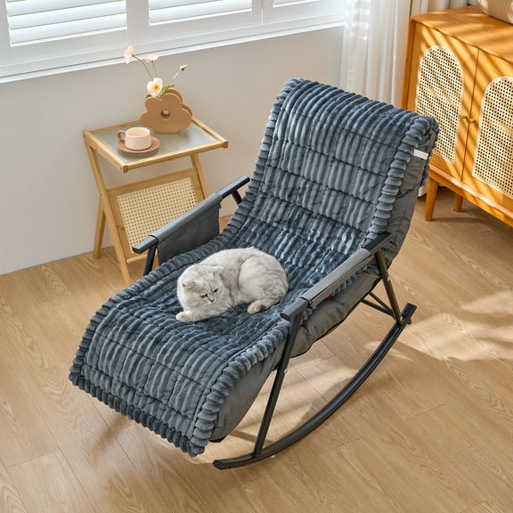 Eurhowing Corduroy Chaise Lounge Cushion, 71x22x3 Inch Thick Lounge Chair Cushion with Non-Slip Backing, Soft Plush Pad for Recliner Rocking Chair, Dark Gray