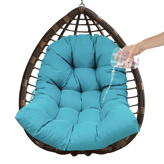 Eurhowing Egg Chair Cushion Replacement, 4.5" Thick Waterproof Non-Slip Hanging Basket Chair Pad, Outdoor Indoor Patio Swing Seat Cushion (Blue)