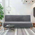 thumbnail image 1 of Eurhowing Elastic Sofa Cover, Plush Stretchable Futon Slipcover for Armless Sofa Bed, Soft Velvet Furniture Protector, Grey, 1 of 9
