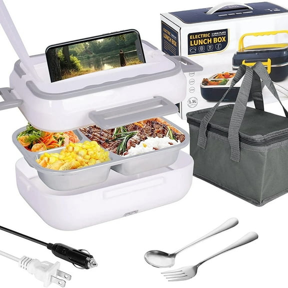 Eurhowing Electric Lunch Box Food Heater, 2-in-1 Insulated Food Warmer for Car & Home, 1.5L Portable Leak-Proof Stainless Steel Container